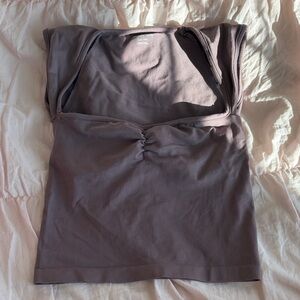 Ruched Front Sleeveless Cut-Out Neckline Top in Mauve